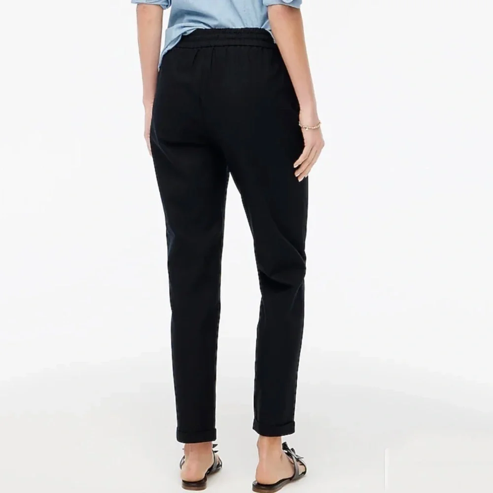 NWT J. Crew Factory Linen Cotton Blend Drawstring Pants in Black